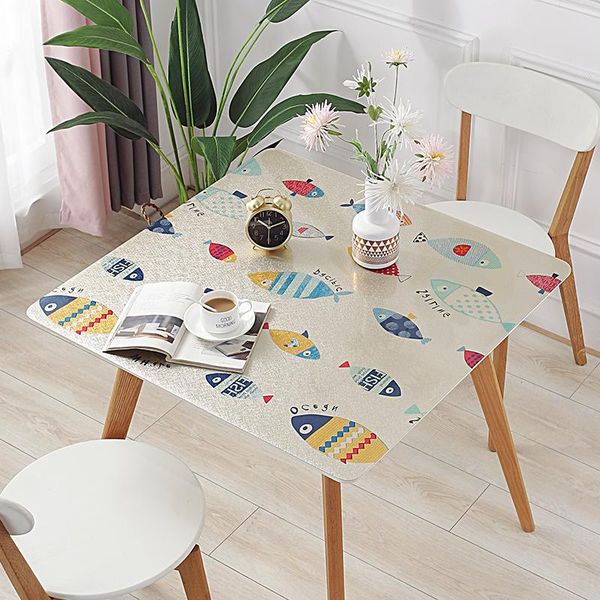 

table cloth waterproof pvc tablecloth cartoon fish mat soft glass 1.0 mm customize oilproof party refurbishment cover