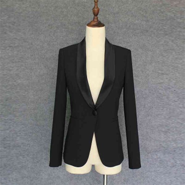 ALTA QUALITÀ Fashion Designer Blazer Giacca da donna con bottone singolo collo a scialle esterno 210521