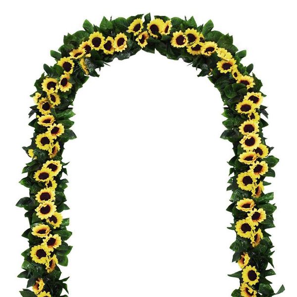 

decorative flowers & wreaths 2 pack artificial sunflower garland silk vine with green leaves wedding table decor