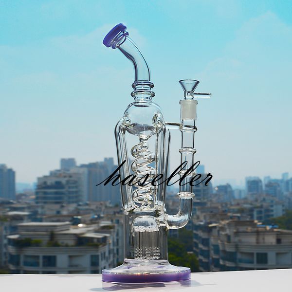 12,5 pollici Bobina congelabile Vetro Acqua Bong Narghilè Shisha Fumo di tabacco da pipa klein Recycler Dab Rigs Accessorio per sigarette unico con ciotola da 14 mm