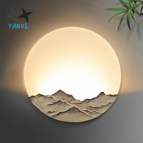 

wall lamp modern chinese acrylic solid resin circular decorative light living room bedroom corridor tv background lamps