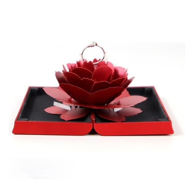 

jewelry pouches, bags vsnow creative diamond box rose flower rotatable ring lifting proposal wedding packaging display, Pink;blue