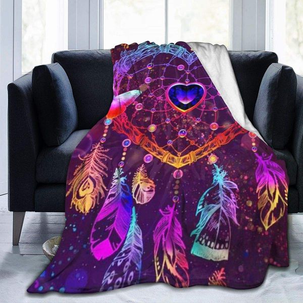 

Neon Dream Catcher Throw Blanket Cozy Warm,Thick Velvet Blanket for Couch Bed Living Room M 60"X50"