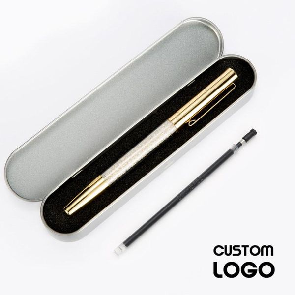 

ballpoint pens fashion crystal pen custom logo kawaii signature gel creative office student stationery laser engraving gift box, Blue;orange