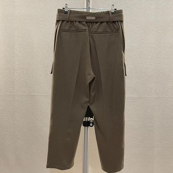 

men's pants trousers wool cropped with streamers high street casual clothing, Black