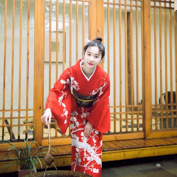 

japanese kimono traditional obi yukata women costume japanese cosplay kimono dress oriental traditional japanese kimonos 11189, Red