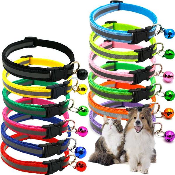 

dog collars & leashes adjustable nylon pet with bells reflective patch cat supplies
