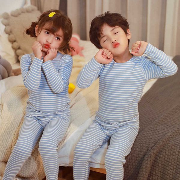 2pcs Boys Girls Pigiama Set Casual Sleepwear per bambini per bambini Bambini Bambini Biancheria intima Pigiama Boy Girl Abbigliamento Abbigliamento Nightwear Seamless 210908