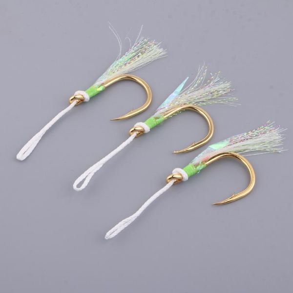 

fishing hooks 3pcs assist carbon steel bait jig hook with nylon line