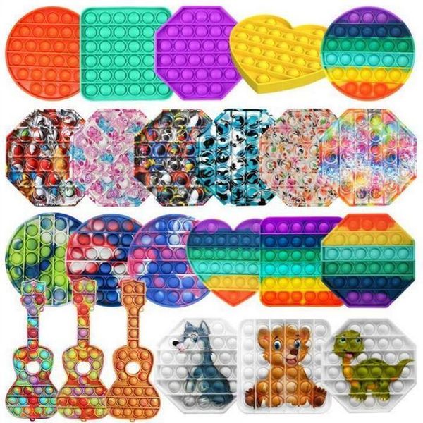 

us stock rainbow fidget toy camouflage sensory push bubble fidget sensory special needs anxiety stress reliever for office workers gyq