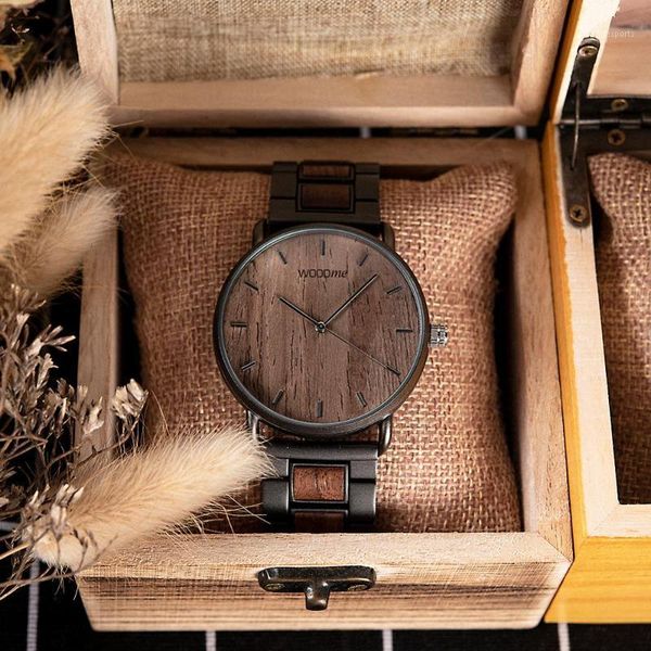 

wristwatches reloj hombre woodme handmade wood watch men quartz wristwatch drop oem, Slivery;brown