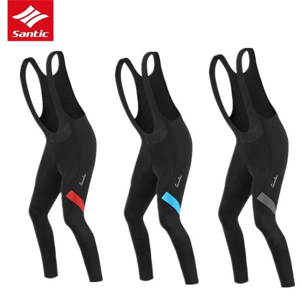 

racing pants santic 4d padding cushion mtb bike bib shorts breathable 1-3 hours road riding cycling tights comfortable ciclismo, Black;blue