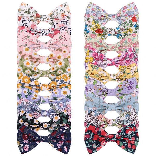 

7*4 cm vintage print bowknot baby girls bangs hairpins cute handmade bows toddler hair clips diy children headwear birthday gift, Slivery;white