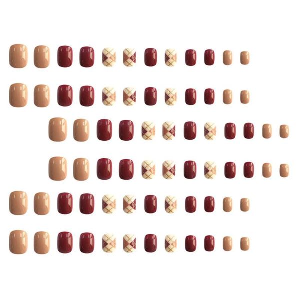

false nails 72pcs fashion nail tips artificial full cover manicure decoration, Red;gold