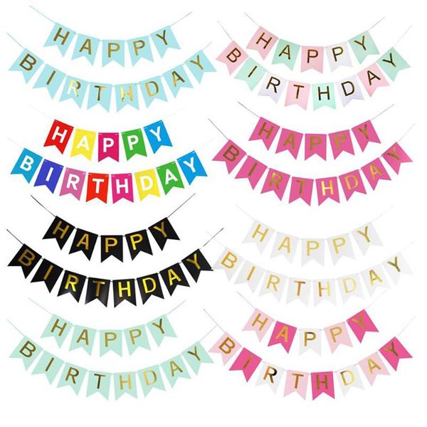 

party decoration multi themes happy birthday banner baby shower po booth bunting garland flags decorations