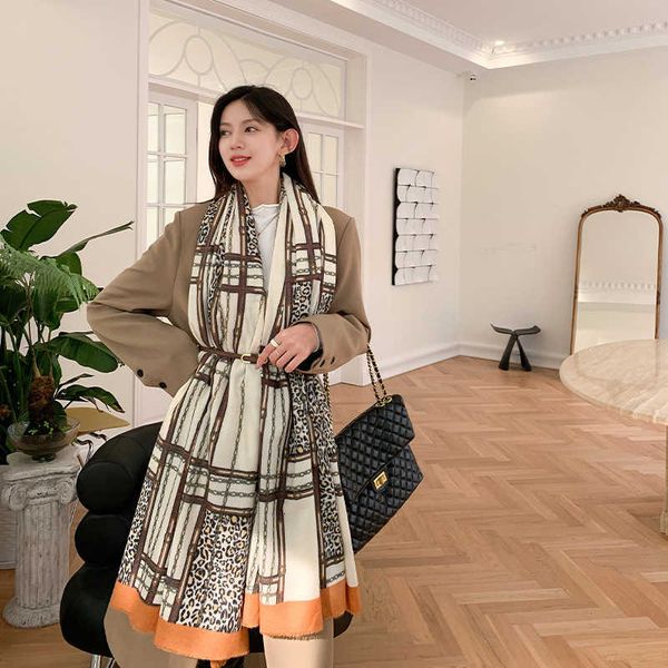 

national style autumn and winter imitation cashmere shawl white thin printed long scarf women's fashion live broadcast, Blue;gray