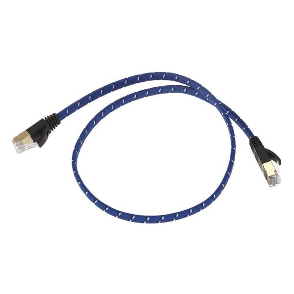 

video cables & connectors 50cm braided cat-7 10 gigabit ethernet cable modem router patch rj45 lan network blue
