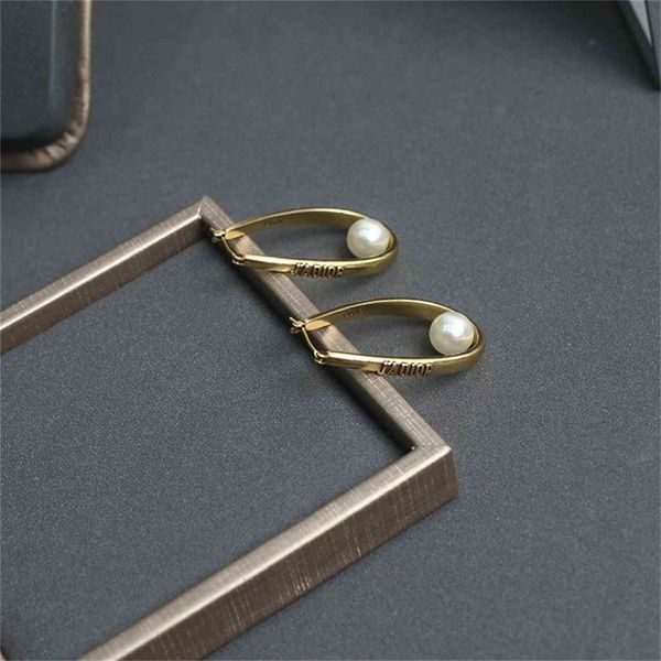 

dijia / djia oval pearl earrings and earrings for womenb, Golden