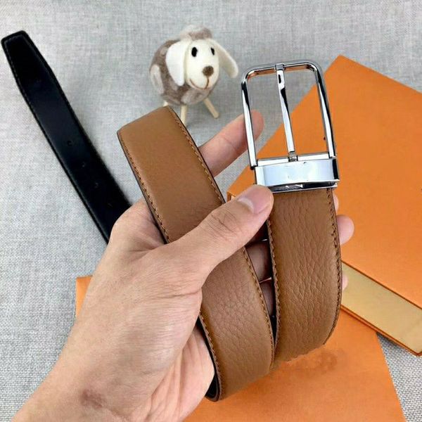 

wholesale lastest brand designer belts men women belt gold and silver pin buckle without box, Black;brown