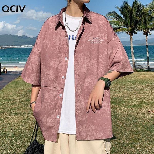 

men's dress shirts dyed shirt short sleeve summer pishuai fashion loose handsome red camisa masculina streetwear, White;black