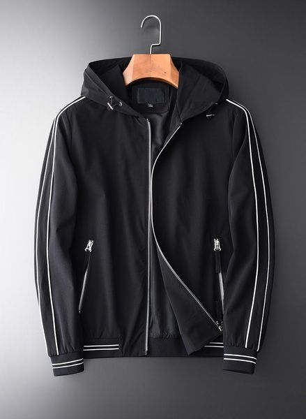 

men's jackets autumn mens luxury white side edge hooded and coats plus size 4xl contrast color rib male, Black;brown