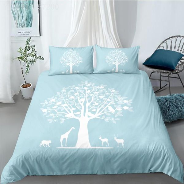 

bedding sets 3d printed duvet cover set white tree animal sketch bed linings 2/3pcs green single  double king size