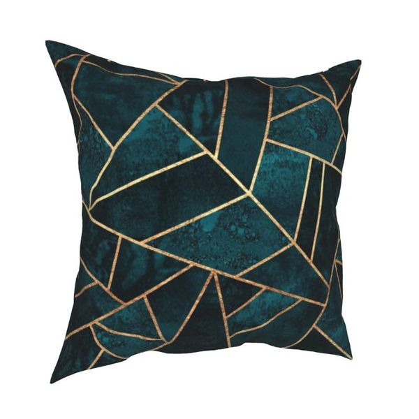 

cushion/decorative pillow deep teal stone covers bed car modern geometric gold lines nordic cushion cover home decoration throw case 45*45cm