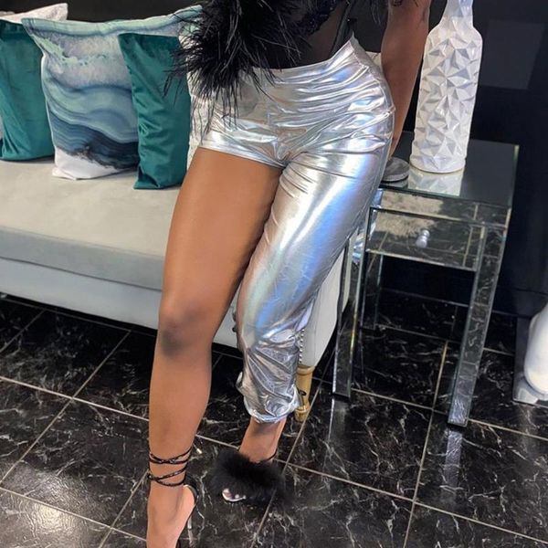 

women's pants & capris faux leather pu women high waist designer y2k streetwear summer 2021 night club indie aesthetic punk style trous, Black;white