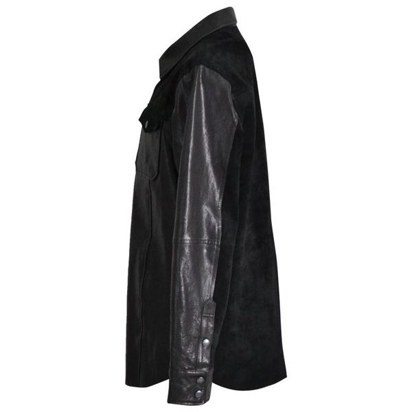 

men's leather & faux 2021 black men slim fit single breasted plus size 4xl genuine thin sheepskin russian spring casual natural shirt