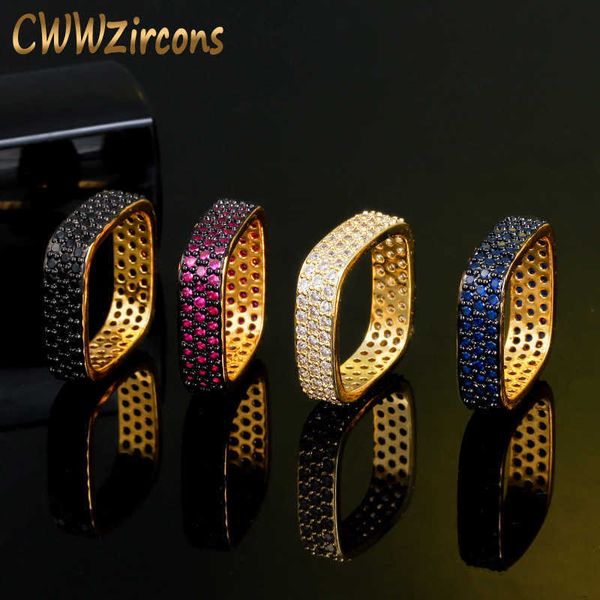 Esclusivo rosa cubic zirconia nero oro quadrato quadrato rotondo anelli per le donne di fidanzamento gioielli partito R161 210714
