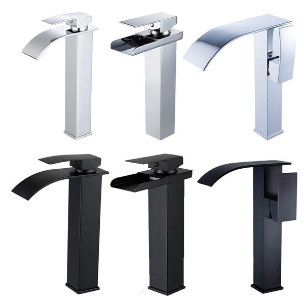 

bathroom sink faucets matte black waterfall basin faucet tap single handle cold mixer torneiras crane woh9