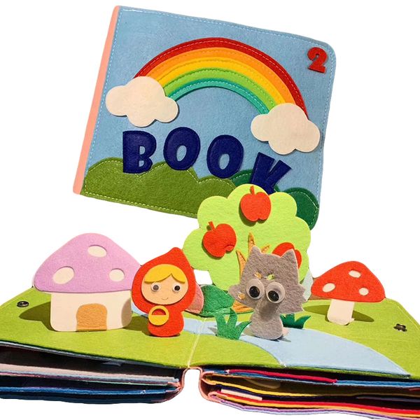 

Montessori Baby Busy Board 3D Toddlers Story Cloth Book Sensory toys for babies Education Habits Toys books for kids from 0