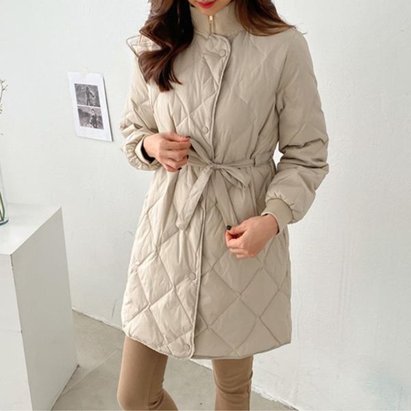 

women's down & parkas oftuby 2021 90% white duck jacket winter women coat belt long loose thick warm outerwear fashion luxury streetwea, Black