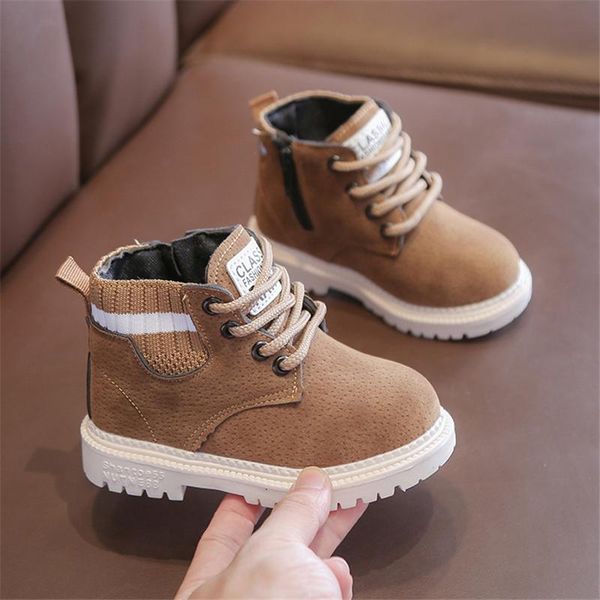 

fashion kids boots outdoor walking shoes child boy girl autumn winter warm plush ankle bootie anti-skid toddler sport sneakers, Black;grey