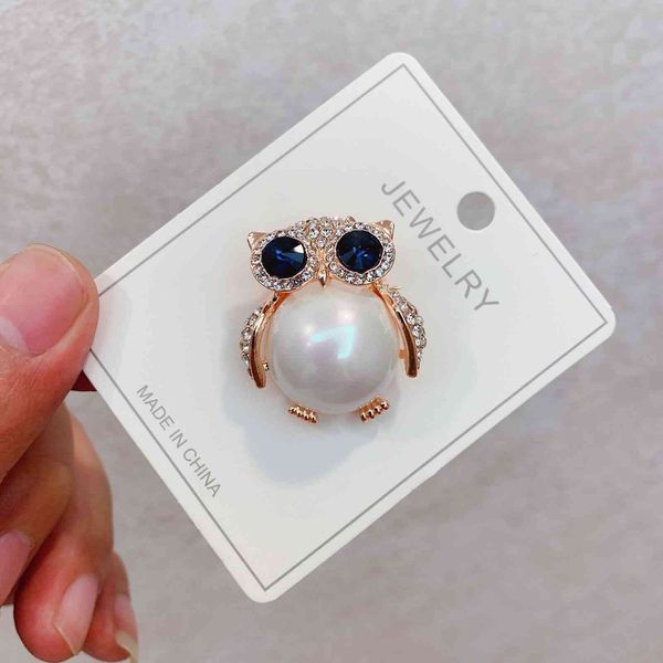 

brooch grade owl alloy diamond pearl korean popular anti stray versatile accessories, Gray