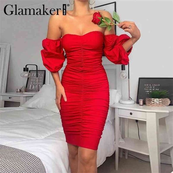 

glamaker red pleated party dres strapless bodycon summer midi dress elegant backless fashion chic ladies dress retro 210719, White;black