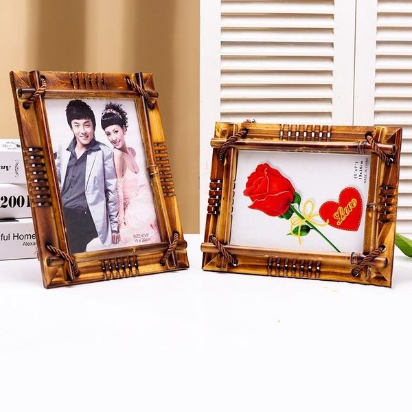

6/7/8 inch creative handmade wood/bamboo po frame living room ornaments frames