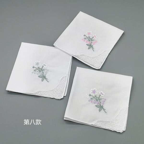 

towel 3pcs embroidery flower white handkerchiefs ladies lace handkerchief women cotton towels chustki zakdoek fazzoletto mouchoir h09