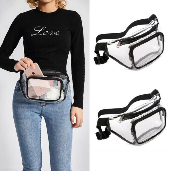 

women lady fashion transparent clear jelly waist bag messenger fanny pack bum bags
