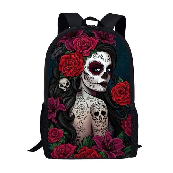 

school bags women retro candy skull girl printing backpack for leisure satchel schoolbag comfortable