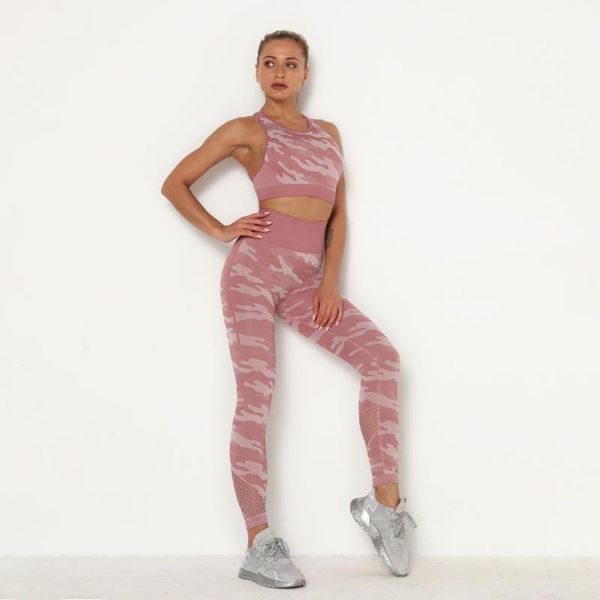 

sport set women's mesh camouflage seamless slim yoga sports suit tracksuit crop high waist leggings workout gym clothes outfit