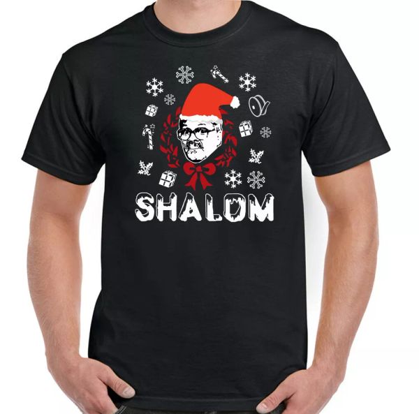 

shalom christmas t-shirt mens jackie friday night dinner xmas funny tee, White;black