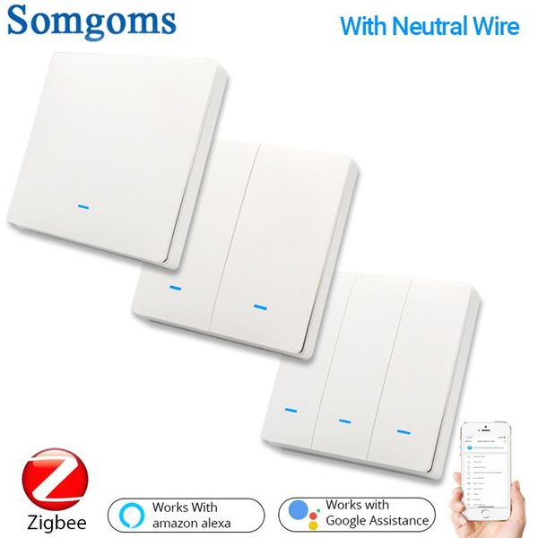 

smart home control tuya zigbee 3.0 push button light switch eu/uk wireless hub required life app work with alexa google
