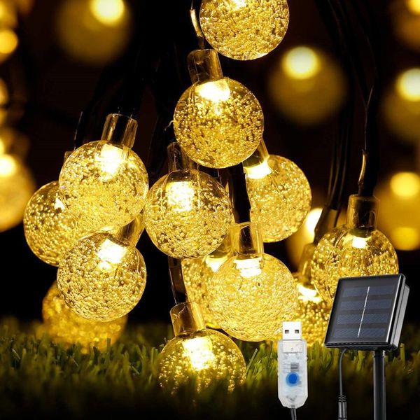 

strings 7.5m 50led solar/usb 2 kinds of power supply outdoor fairy garland crystal ball string light christmas wedding home decoration