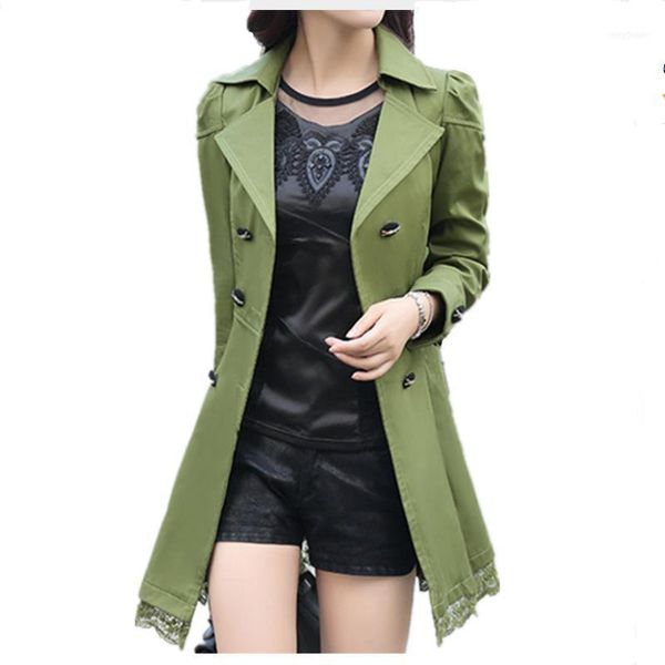 

women's trench coats nice fashion female spring slim coat / women lace lap style solid colour double breasted long size -xxxl1, Tan;black