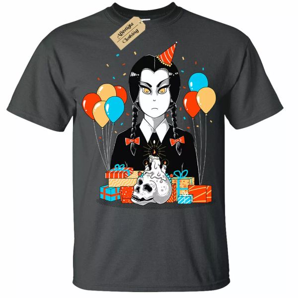 

happy birthday t-shirt mens funny wednesday goth grumpy gift gothic, White;black