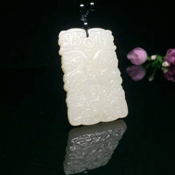 

lockets h22#exquisite hetian jade antique animal pendant, Silver