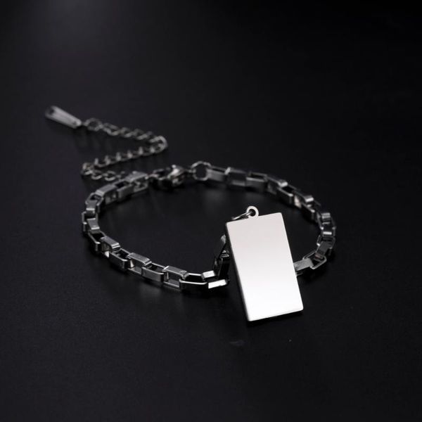 

charm bracelets eueavan 5pcs fashion bracelet square chain recatangle stainless steel different colors gifts for men women, Golden;silver
