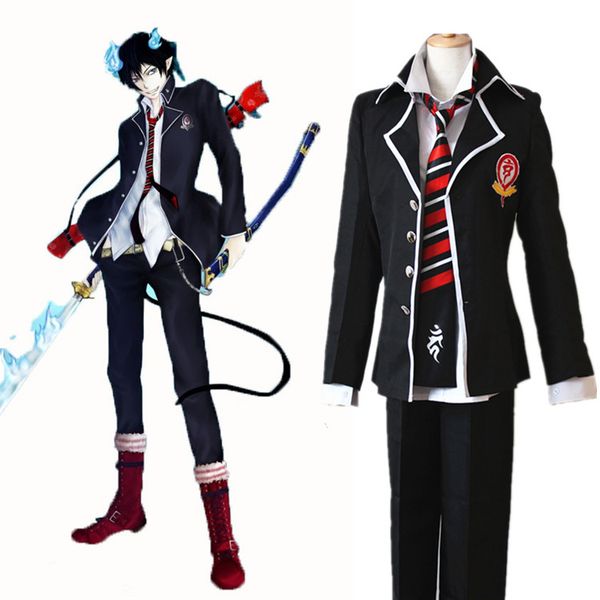 

anime ao no exorcist cosplay blue exorcist rin okumura costume school uniform men suits outfits, Black