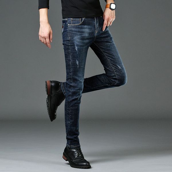 

men's jeans 2021 high-quality male brim pants all-match casual jeans, Blue